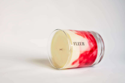 FLEUR Marble Effect Candle, Red Marble Candles, Aromatheraphy Candles, Essential Oil Candles, Wellness Candles, Aesthetic Candles